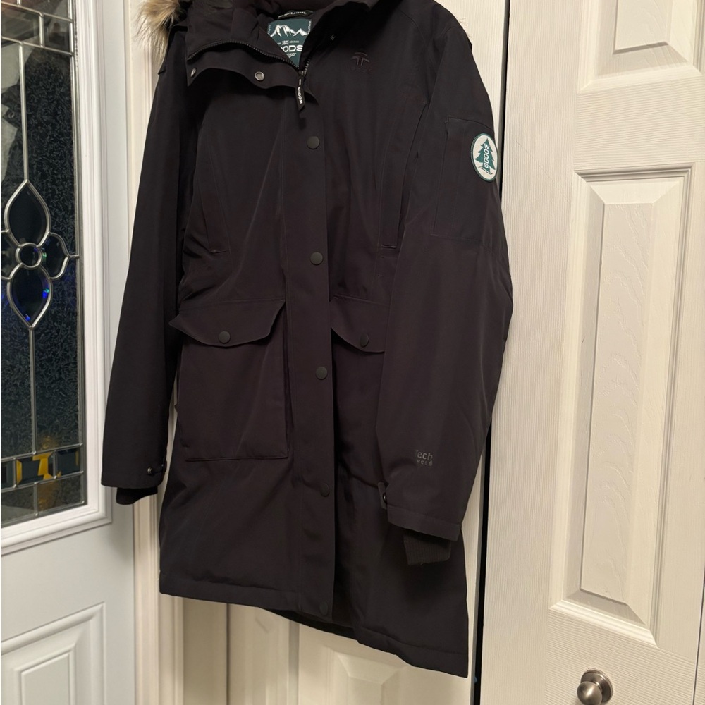 Black Parka with Fur Trim Hood